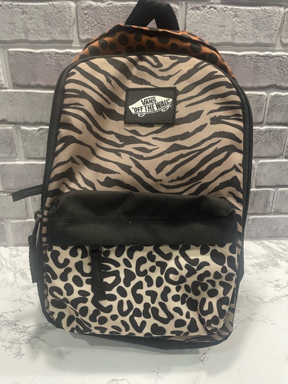 Vans Animal Print Tan & Black Backpack